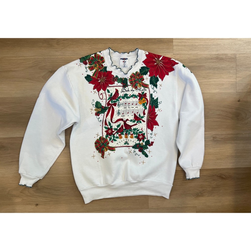 Vintage Handmade Holiday-themed Christmas Graphic Sweatshirt size Medium